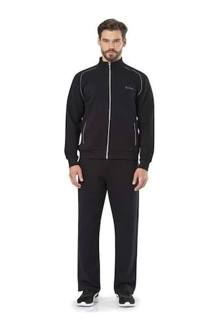 Pierre Cardin 7055 Erkek Uzun Kollu Dik Yaka Eşofman Takımı-siyah Siyah