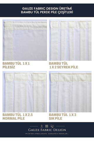 Gauze Fabric Design Bambu İpeksi Dokulu Tül Perde Normal Pile 1 X 2.5 Optik Beyaz