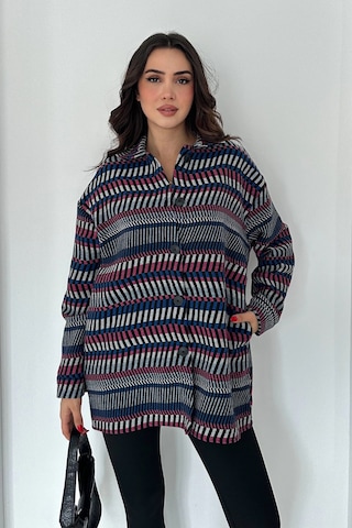 Uzun Gömlek Şeritli Siyah