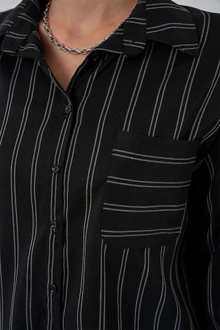 Gabria Çizgili Tek Cep Gömlek Siyah