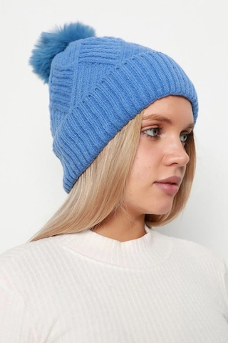 Kalın Ponponlu İçi Yünlü Kadın Bere Rkş-17 Mavi Mavi