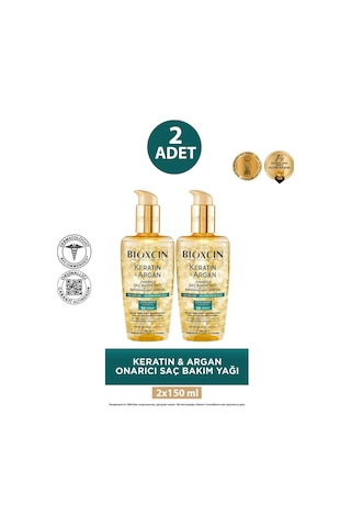 Bioxcin Saç Bakım Yağı Onarıcı Keratin & Argan 150 Ml 2 Adet