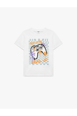 Koton Baskılı Beyaz Erkek Çocuk T-shirt 6skb10054tk Beyaz