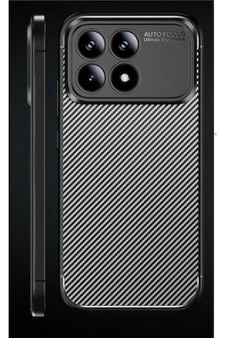 Xiaomi Poco F8 Pro Uyumlu Kılıf Karbon Tasarım Kamera Korumalı Silikon Telefon Kılıfı Kapak Siyah