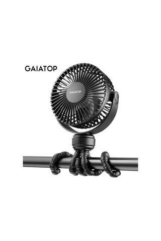 Boatshop1 Gaiatop Mini Taşınabilir Şarj Edilebilir Ahtapot Fan Siyah 3 Ayarlı 360 Dönebilir El Tipi