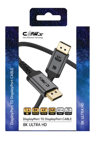 8k Uhd Displayport V1.4 32.4 Gbps / 24k Gold / 8k 60hz-4k 120hz-2k 240hz-fhd 240hz 2m