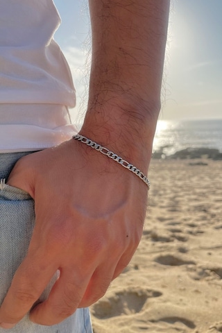 Paslanmaz Çelik 4mm Figaro Spor Model Erkek Zincir Bileklik Eck55b