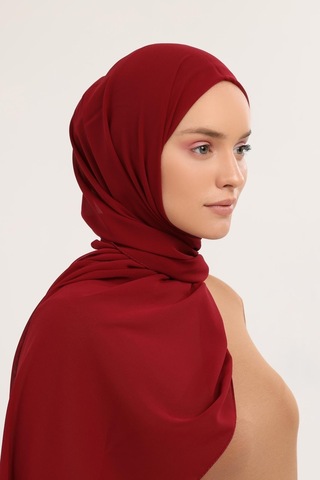 Altobeh Hazır Pratik Lüks Boru Boneli Şifon Şal Bordo