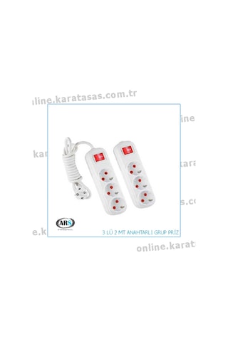 3'LÜ (ÜÇLÜ) 2 MT Anahtarlı Grup Priz