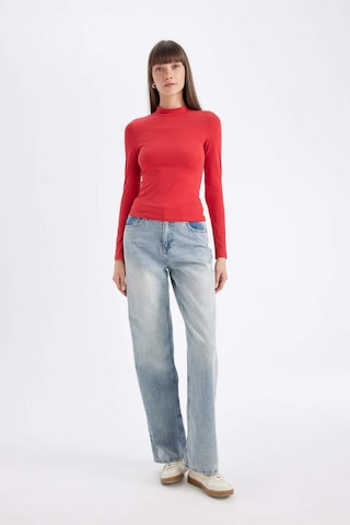 Defacto Kırmızı Slim Fit Dar Kesim Yarım Balıkçı Yaka Casual Basic Düz Uzun Kollu Tişört D3575AX24AURD227 Kırmızı