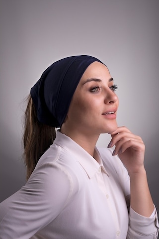 Halven Lacivert Pratik Hazır Geçmeli Iç Bone Viskon Kumaş Çapraz Boru Te Lacivert