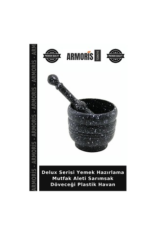 Delux Serisi Yemek Hazırlama Mutfak Aleti Sarımsak Döveceği Plastik Havan
