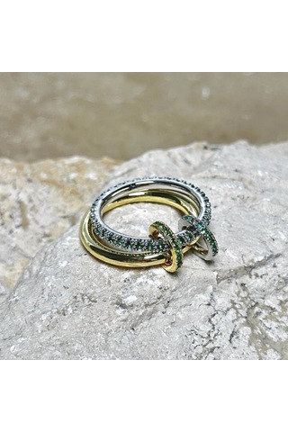 2'li Gold-yeşil Yüzük Çok Renkli