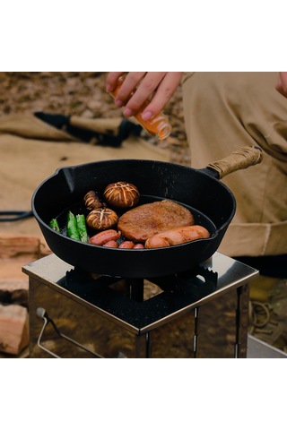 Yifomall Kamp Ve Ev Kullanımı İçin Dökme Demir Izgara Tava - 20cm Çap, Yapışmaz Yüzey Çok Renkli