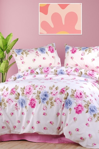 Aytunç Güllü %100 Pamuklu Çift Kişilik Nevresim Takımı 200x22... Beyaz