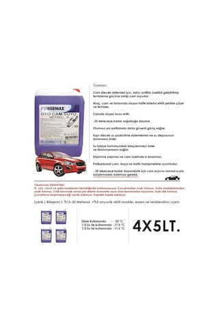 Powermax Antifirizli Oto Cam Suyu -35 Derece 4X5Litre1Ko