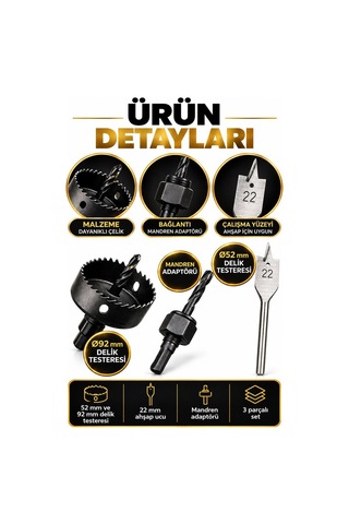 3 Parça Kilit Montaj Seti Ahşap Uç Kapı Kilit Açma