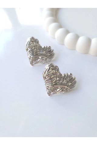 Çelik Silver Fashion Kalp Kadın Küpe Sevgililer Günü Hediyesi