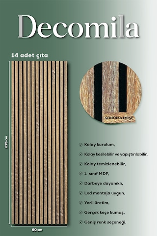 Mdf Ahşap Akustik Duvar Paneli 60x275 Cm - Sonomo Pvc 60x275