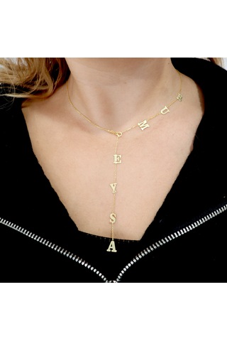 Silveranka 925 Ayar Gümüş Y Model İsim Kolye