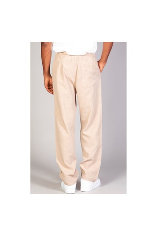 Little Cup Jeans Co Erkek Beli Lastikli Battal Beden Tensel Kumaş Bej Baggy Pantolon