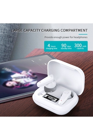 Primepickings Bt 5.0 Kablosuz Spor Kulaklık, Mini İki Kulaklı, Şarj Kutusu, Led Ekran, Ergonomik, Black