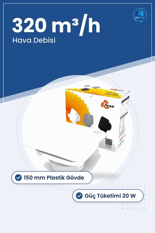 Banyo Aspiratörü 150 Mm Plastik 20w M³/h Tuvalet Havalandırma Duv