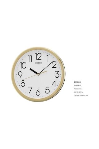 Seiko Qxa582g Gold Renkli Plastik Kasa Quartz Mekanizmalı Duvar Saati Çok Renkli
