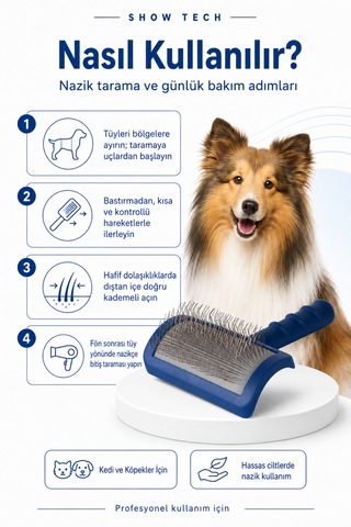 Showtech Tuffer Than Tangles Uzun Tüylü Kedi Ve Köpekler İçin Yumuşak Pinli Fırça