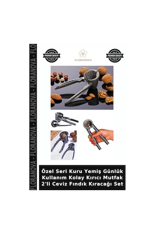 Özel Seri Kuru Yemiş Günlük Kullanım Kolay Kırıcı Mutfak 2'li Ceviz Fındık Kıracağı Set