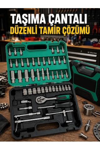 53 Parça Çok Amaçlı Lokma Anahtar Seti Standart Ve Derin Lokmalar, Yıldız Torx Allen Uçlar, Cırcır Kolu Ve Taşıma Çantası Mh-hs6342-7498