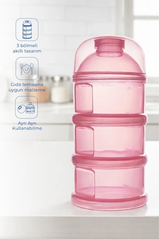 Babyjem Katlı Toz Mama Kabı Pembe