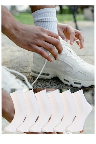 Silk Step 6'lı Paket Kadın, Beyaz Günlük Kolej - Spor Çorabı 6 Çift Beyaz Beyaz