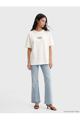 Lcw Vision Beyaz Oversize %100 Pamuklu Kadın Tişört