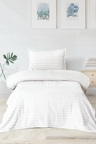 Merinos Twist Tek Kişilik Battaniye Seti Krem Krem