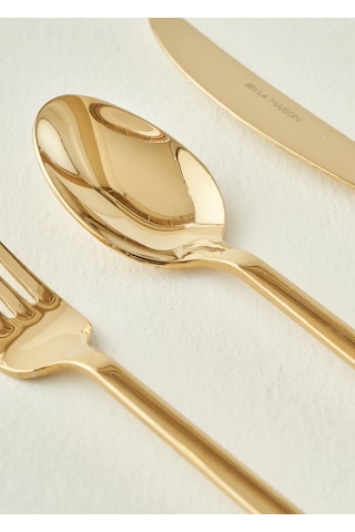 Bella Maison Milano 18 Parça Tatlı Çatal Kaşık Bıçak Seti Gold Gold