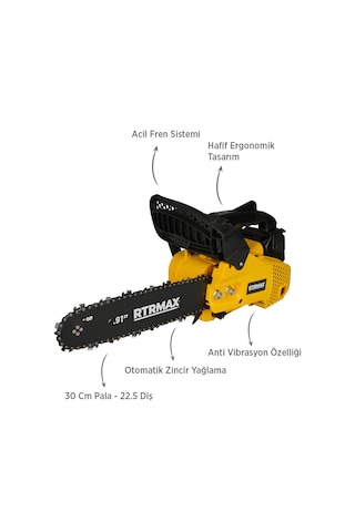Rtrmax RTM953 1.2 Hp 25.4 Cc 30 CM Pala Benzinli Ağaç Kesme Motoru