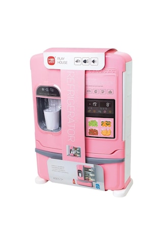 Pilli Işıklı Büyük Boy Oyuncak Buzdolabı Evcilik Oyun Seti Duman Efektli 3 Kapılı