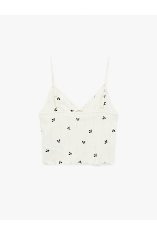 Koton V Yaka Pamuklu Yılbaşı Çiçeği Desenli Askılı Pijama Üstü Mavi Desenli 6wlk90042mk Yeşil Desenli