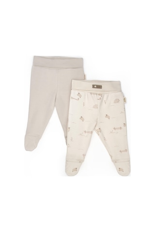 Bebek 2li Patikli Pantalon %100 Organik Pamuk , Bebek - Yenidoğan- Csy8179 Ekru