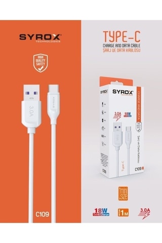 C109 Type-c Girişli 18w 3.0a Hızlı Şarj Ve Data Kablosu