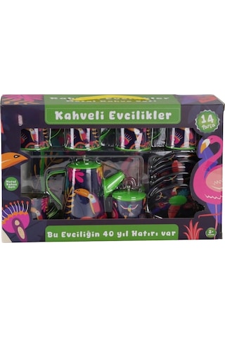 Mey İthalat Atf-996-7a-10a 14 Parça Desenli Metal Çay Set