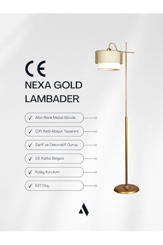Nexa Eskitme Gold Lambader Tel Örgü Başlık, Yumuşak Işık Ve Zamansız Şıklık Gold