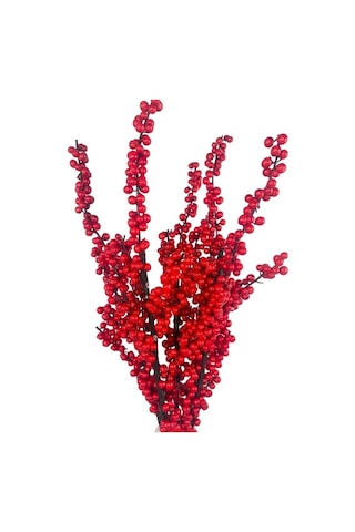 Yapay Çiçek Kokina Uzun Dal 90cm Yılbaşı Çiçeği Red Berry