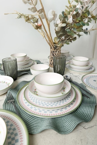 Keramika Rose Line Yemek Takımı 24 Parça 6 Kişilik 22909-10-11 Çok Renkli