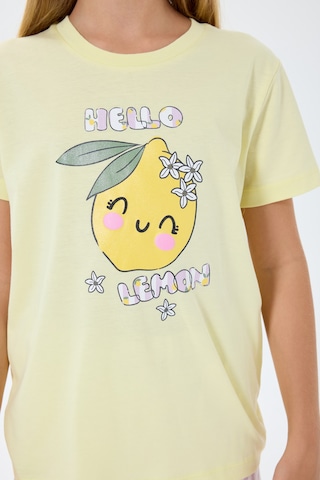 Rolypoly 3777 %100 Pamuk Kız Çocuk Kısa Kol Cepli Şort Pijama Takımı Sarı