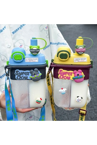 Yaz Saman Fincan Çift Içecek Çocuk Su Bardağı Kadın Öğrenciler Için Bölünmüş Bin Plastik Çift Bin Taşınabilir Su Isıtıcısı-800Ml Yeşil