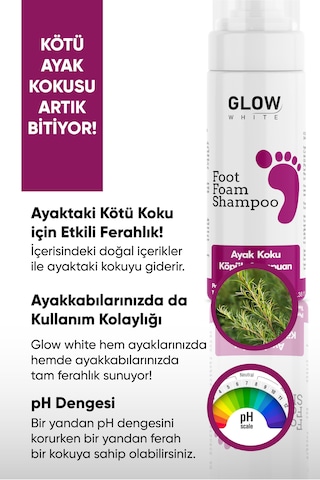 Glow Whıte Ayak Koku Giderici Köpük Şampuan Doğal Çay Ağacı Ve Nane Yağı Özlü 100 Ml