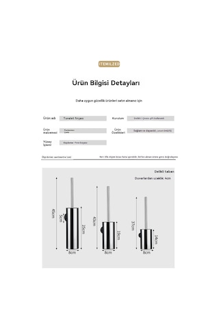Sabitleme Kayışlı 304 Paslanmaz Çelik Tuvalet Fırçası Siyah 19 Cm Siyah