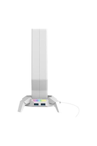 Rm-h27 Igrıs Type-c Rgb Beyaz Kulaklık Standı, 3 Usb 2.0 Portlu, 3.5 Mm Ses Girişli Oyuncu Kulaklık Askısı